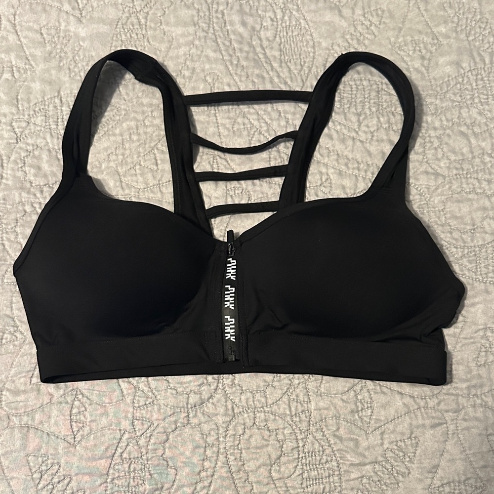 PINK Victoria's Secret Black Strappy Sports Bra